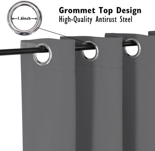 ChrisDowa Blackout Curtains - Extra Wide Thermal Insulated Grommet Panels for Bedroom | Grey, 70 x 63 Inch