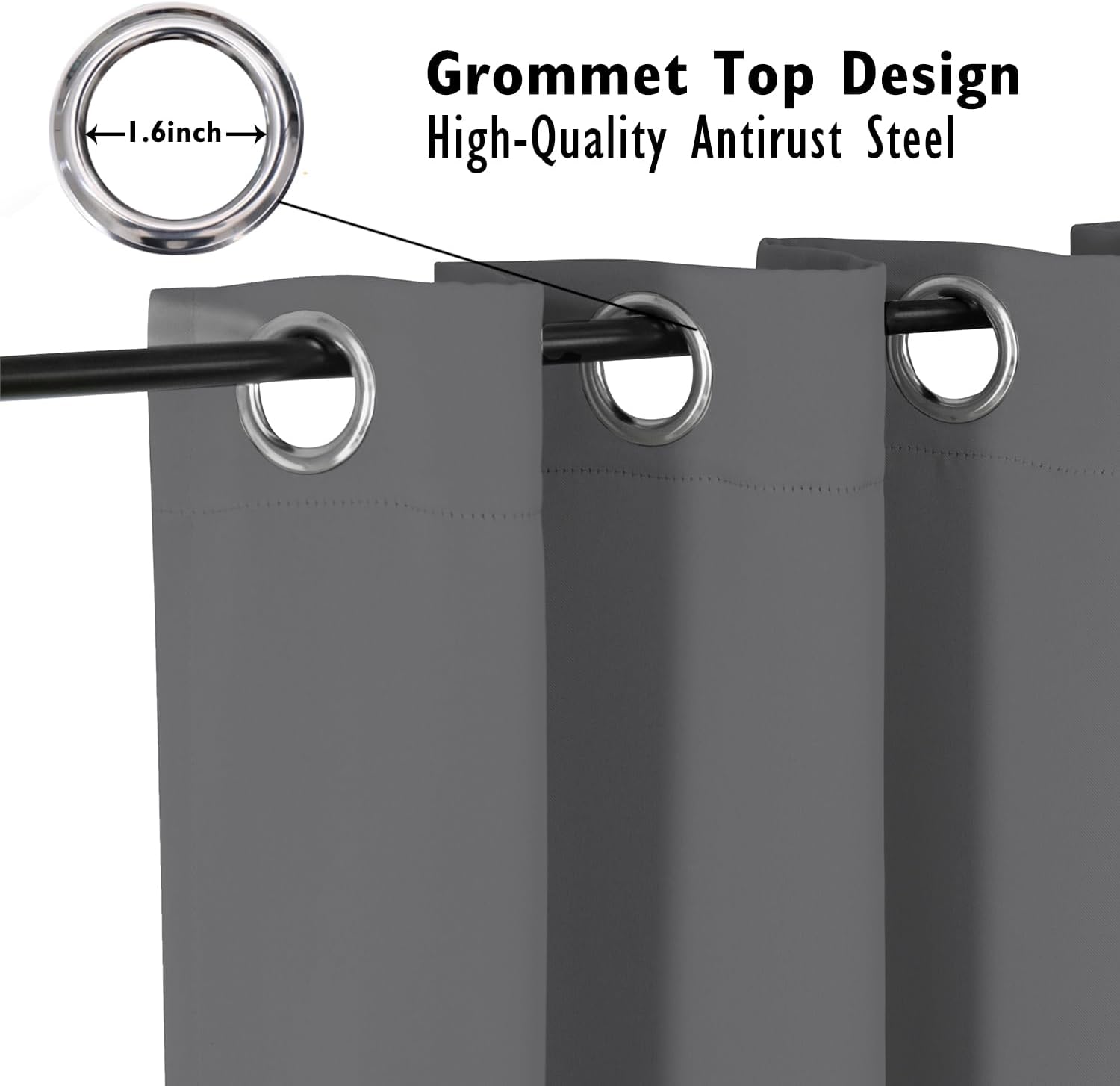 ChrisDowa Blackout Curtains - Thermal Insulated Room Darkening Panels, 72 Inches Long, Grey (2 Panels Set)