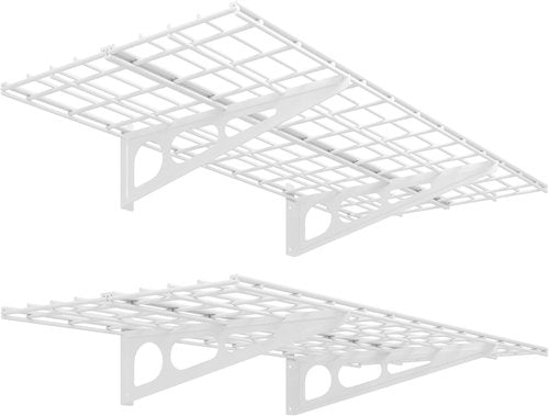 FLEXIMOUNTS Wall Shelf - 2-Pack 24"x48" Garage Storage Rack | Classic White Floating Shelves