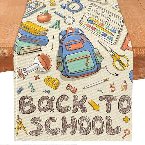 Back to School Table Runner 13x72 Inch First Day of School Classroom Decor