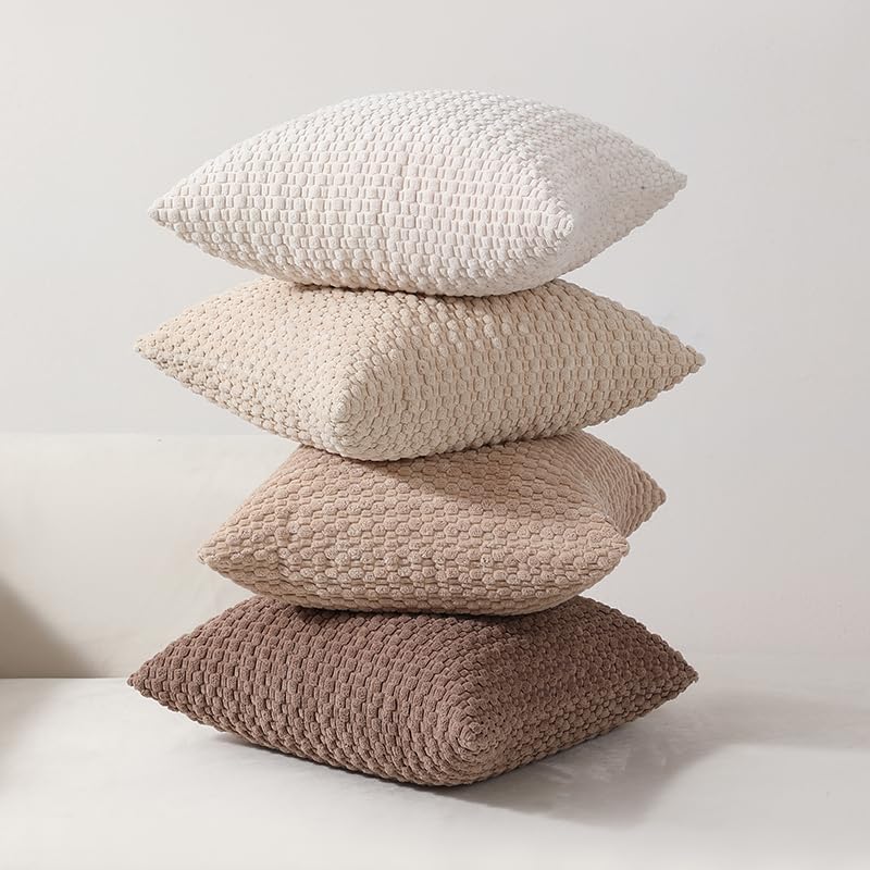 Corduroy Throw Pillow Covers 18x18 - Pack of 2, Bohemian Decor