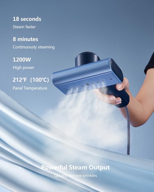 G9 Steam 2-in-1 Professional Handheld Travel Steamer - Lightweight 1lb, 1200W, 8 Minutes of Continuous Steam