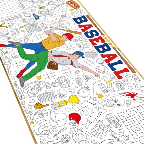 Giant Baseball Coloring Poster for Kids - 70.8 x 31 Inches