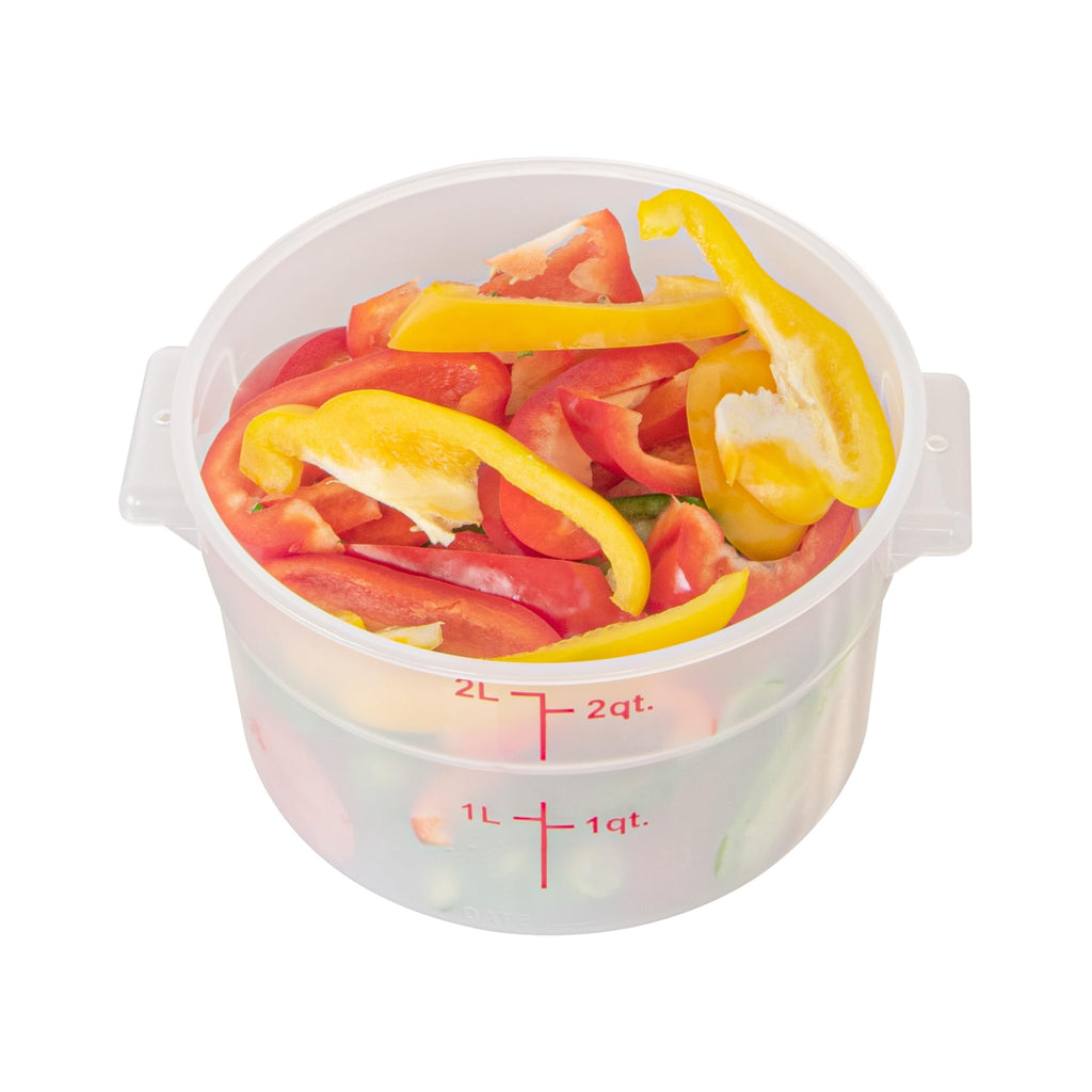 Restaurantware-Met Lux 2 Quart Food Storage Containers, 10 Translucent Storage Containers - Lids Sold Separately, Red Volume Markers, Dishwashable Containers, Side Handles, For Storing Foods