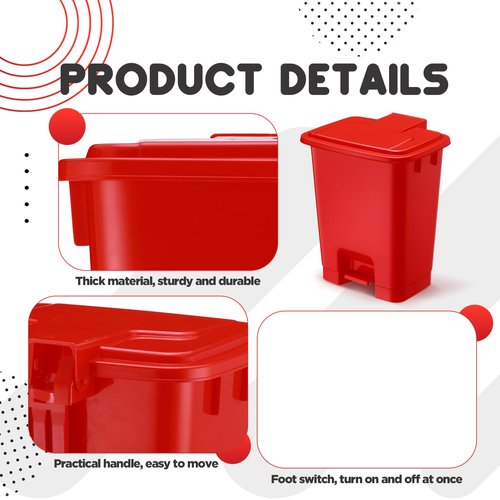 Yiyiring 1pcs 5 Gallon Red Step on Trash Can Hands-Free Waste Bin with Odor Control Lid Touchless Sanitary Use Garbage Can for Lab Dental Home Clinic Office