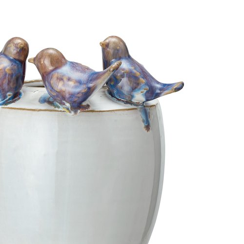 Creative Co-Op 3D Birds Stoneware Planter/Vase, Multicolor