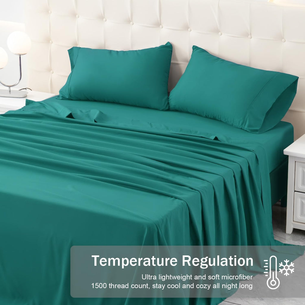 MICORAL Twin Bed Sheets Set - Soft, Breathable Bedding with 16" Deep Pocket Design | Turquoise (3 Pieces)