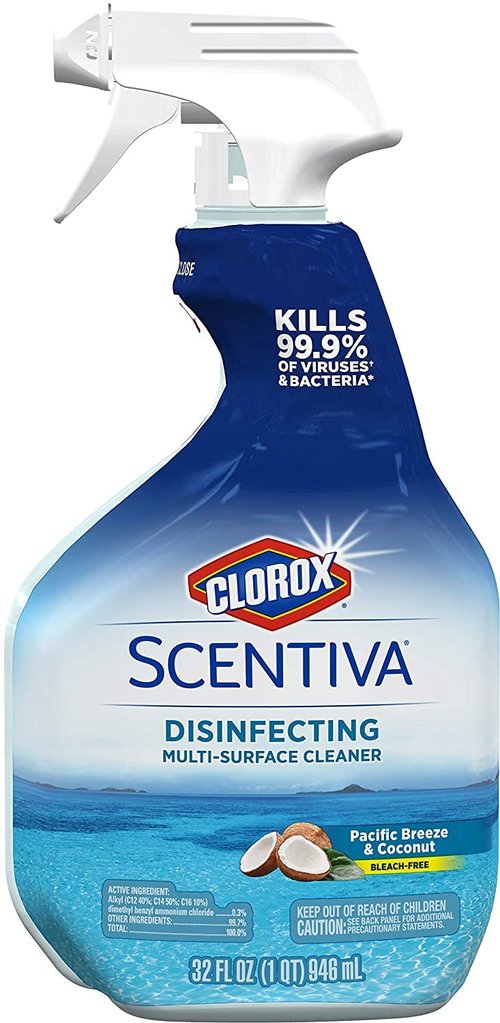 Clorox Scentiva Disinfecting Multi-Surface Cleaner Spray & Disinfecting Wipes, Pacific Breeze & Coconut Scent - Bundle of 2 Items