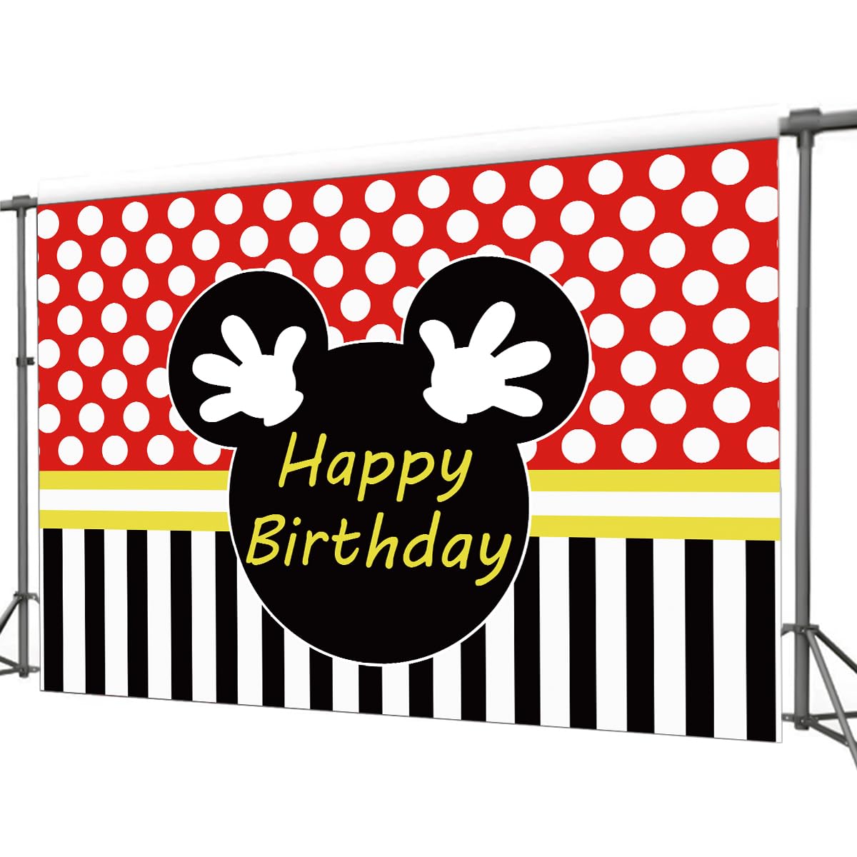 5x3FT Happy Birthday Red Mouse Photography Backdrop,Mouse Theme Party Backdrop Decorations (Birthday)