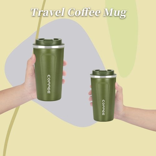 Mongdio 17oz Stainless Steel Mug, Leak Proof Coffee Cup with Lid, Keeps Cold and Hot, Suitable for Travel and Office - Green
