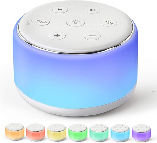FamiSym White Noise Machine - Rechargeable Baby Soother with Night Light & 34 Soothing Sounds | Portable Sleep Aid for Kids & Adults