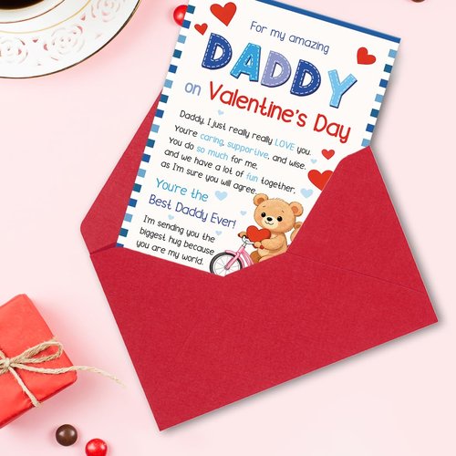 Hongshan Valentine's Day Card for Dad,Lovely Valentine's Day Gifts for Father from Daughter Son,Cute Vday Gift Decoration