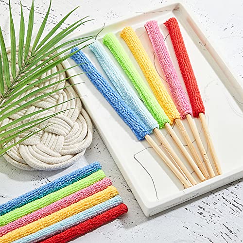 Honeydak 6 Pcs Microfiber Detail Duster Sticks - Mini Crevice Cleaning Tools