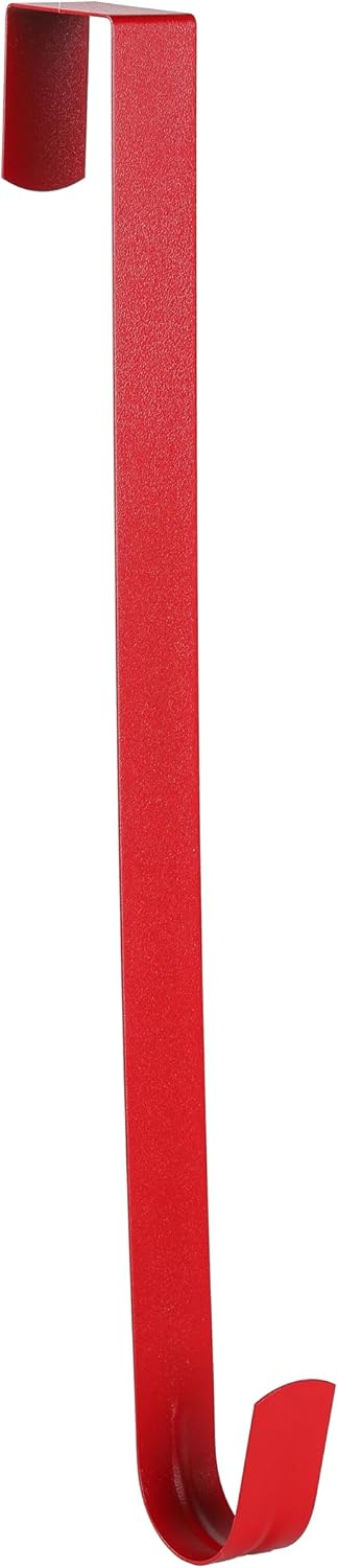 Sattiyrch 12" Wreath Hanger - Durable Steel Over The Door Hook for Front Door (Red)