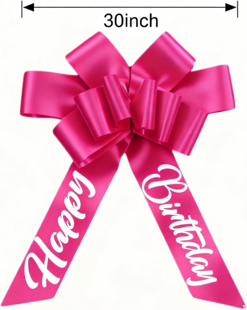 30 Inch Giant Rosy Car Bow - Extra Large Birthday Gift Bow with Secure Adhesive | Reusable Ribbon Decor