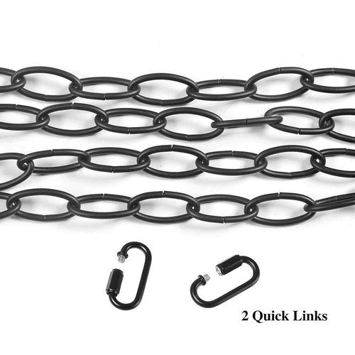 LNC 19-Feet Pendant Lighting Fixtures Chains, Ceiling Extra Loop Extension for Chandelier, 2 Buckles, Black