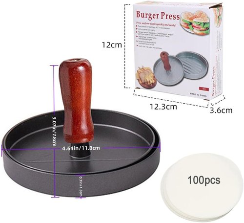 **Skiennix Hamburger Press Patty Maker - 100% Free Patty Papers | Dishwasher Safe & BPA Free Kitchen Gadget**