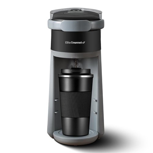 Elite Gourmet EHC323X Rapid Brew Technology 2-in-1 Capsule Coffee Maker, 6~12oz Brewing Capacity, K-Cups and Grounds, Adjustable Mug Height, Reusable Filter, Black