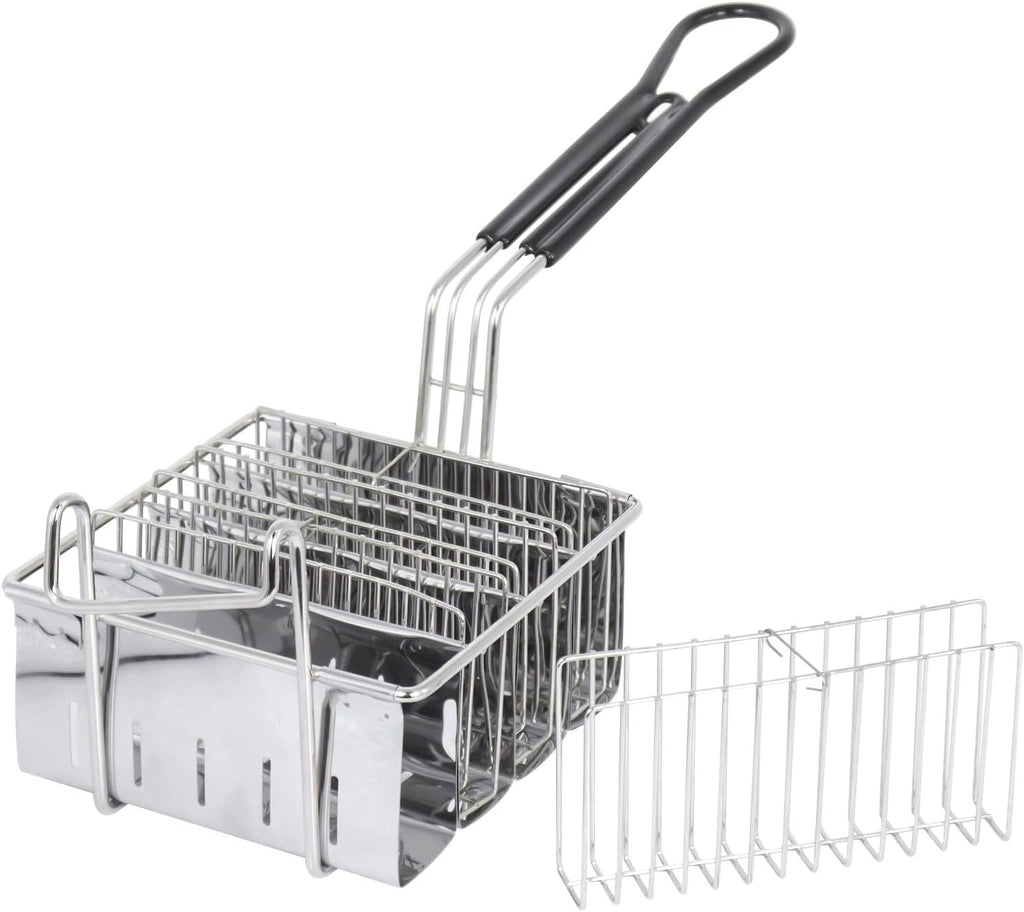 Skiennix Taco Fryer Basket - Stainless Steel Deep Fryer with Handle | Flat Bottom Shell Mold
