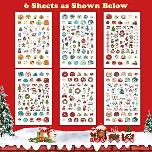 Luminous Christmas Nail Stickers for Kids - 6 Sheets of Glow Decals