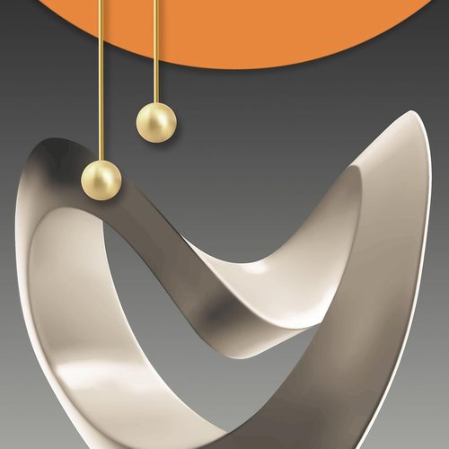 Abstract Luxury Geometric Wall Art Set by [Brand Name] - 4 Framed Prints in Orange, Gray & Gold for Modern Living Spaces