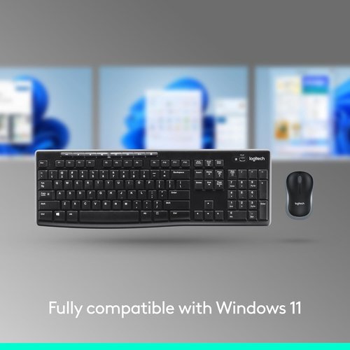 Logitech MK270 Wireless Keyboard and Mouse Combo - Compact Design, 2.4 GHz, 8 Multimedia Keys, Black