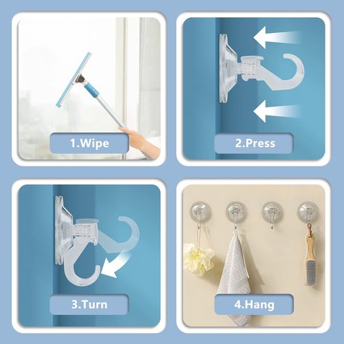 CozyBlue Heavy-Duty Suction Cup Hooks - Waterproof & Reusable for Shower, Kitchen, Glass Doors | 2 Pack