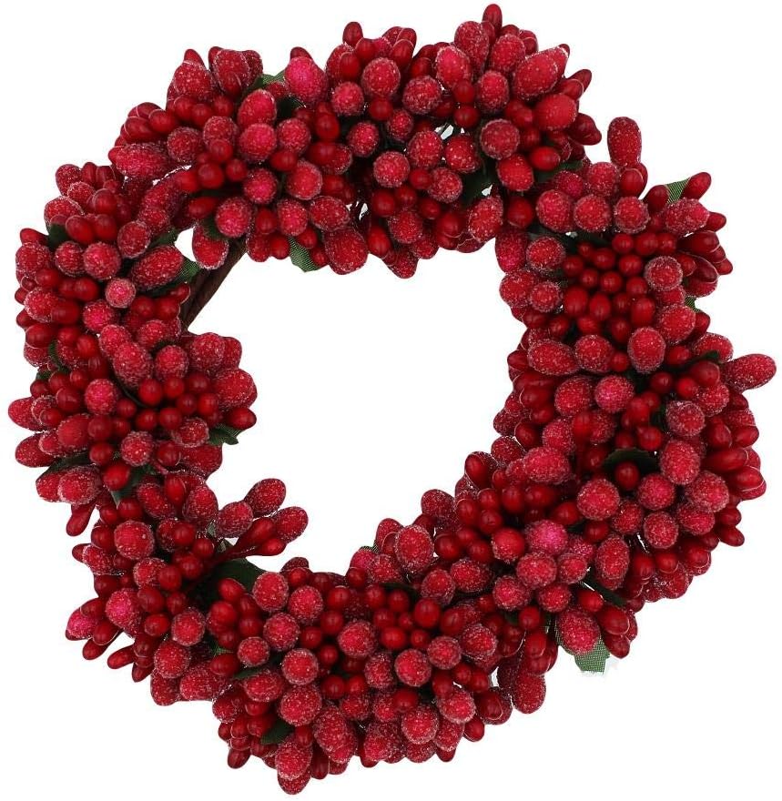 Winterberry Red Beaded Berry Wreath Candle Ring - 6-Inch Decorative Accent by [Brand Name]