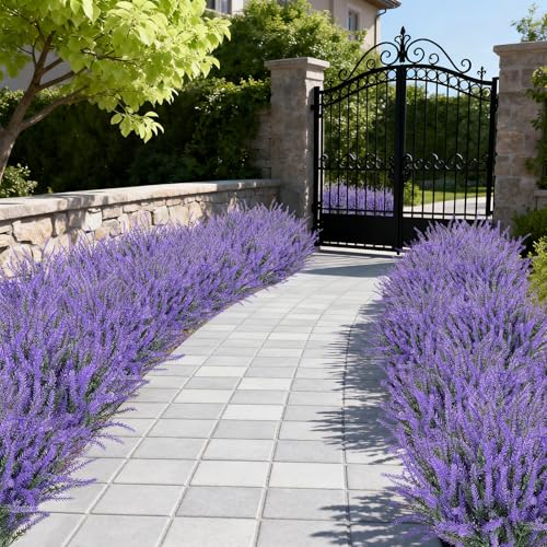 10 Bundles of Artificial Lavender Flowers - Deep Purple Faux Plants