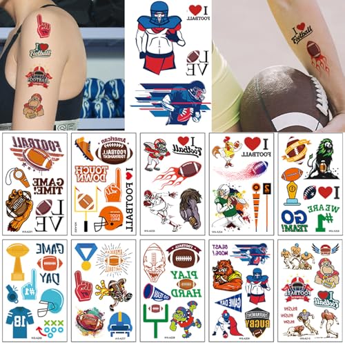 Felico Football Temporary Tattoos for Kids and Adults - 60 Pcs Waterproof Party Favors