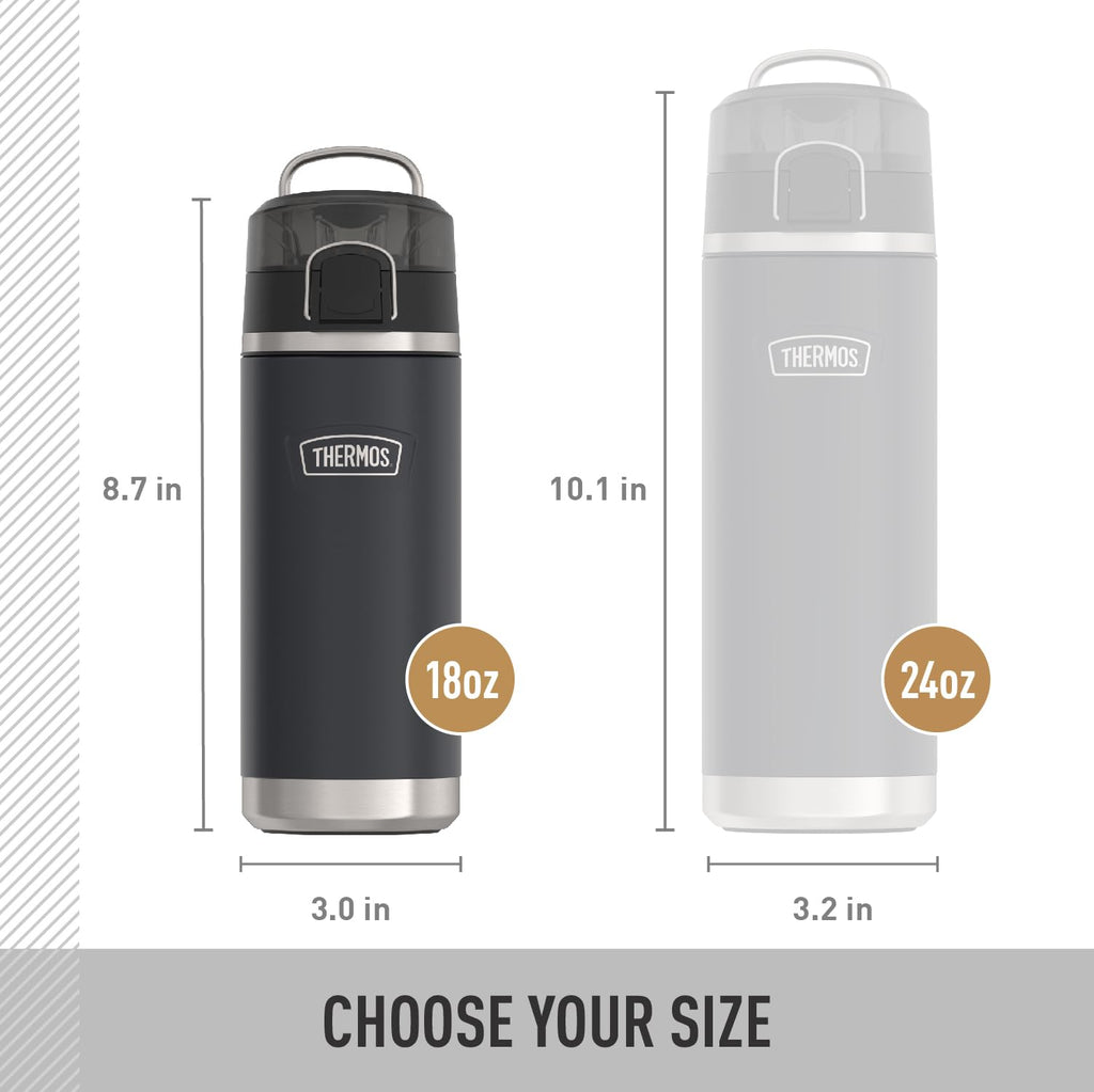 THERMOS ICON SERIES Water Bottle with Spout - 18 Ounce, Navy - Stainless Steel Vacuum Insulated Water Bottle with Lid