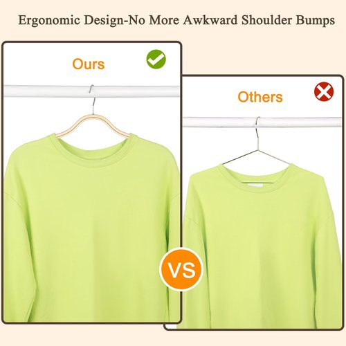 TOPIA HANGER Sleek Wooden Hangers with Non-Slip Rubber Grips, Sweater Hangers No Shoulder Bump, Lightweight Clothes Hangers 30-Pack, 360° Swivel Hook and Pants Bar-CT63N30