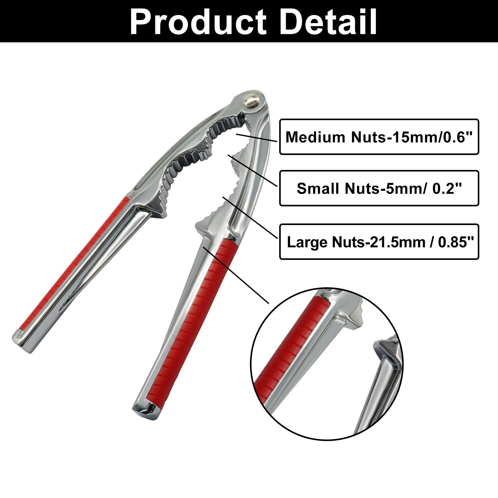 Unlorspy 2Pcs Heavy Duty Nutcracker, Stainless Steel Nut Crackers Ergonomic Handle Nutcracker Tool, Nut Cracker for Walnet Pencan Chestnut Crab Lobster(Red)