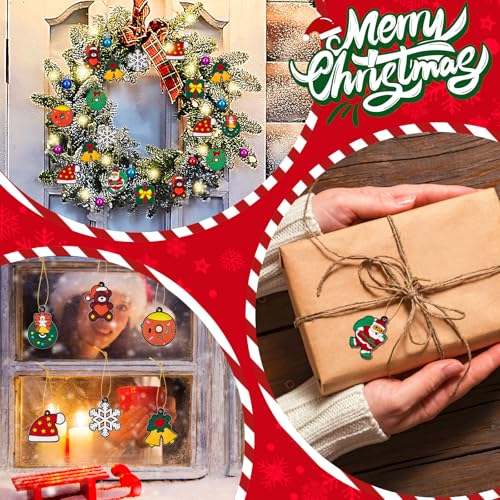 Mini Christmas Tree Ornaments Set with Star Topper, Skirt & Lights - 63 Pieces