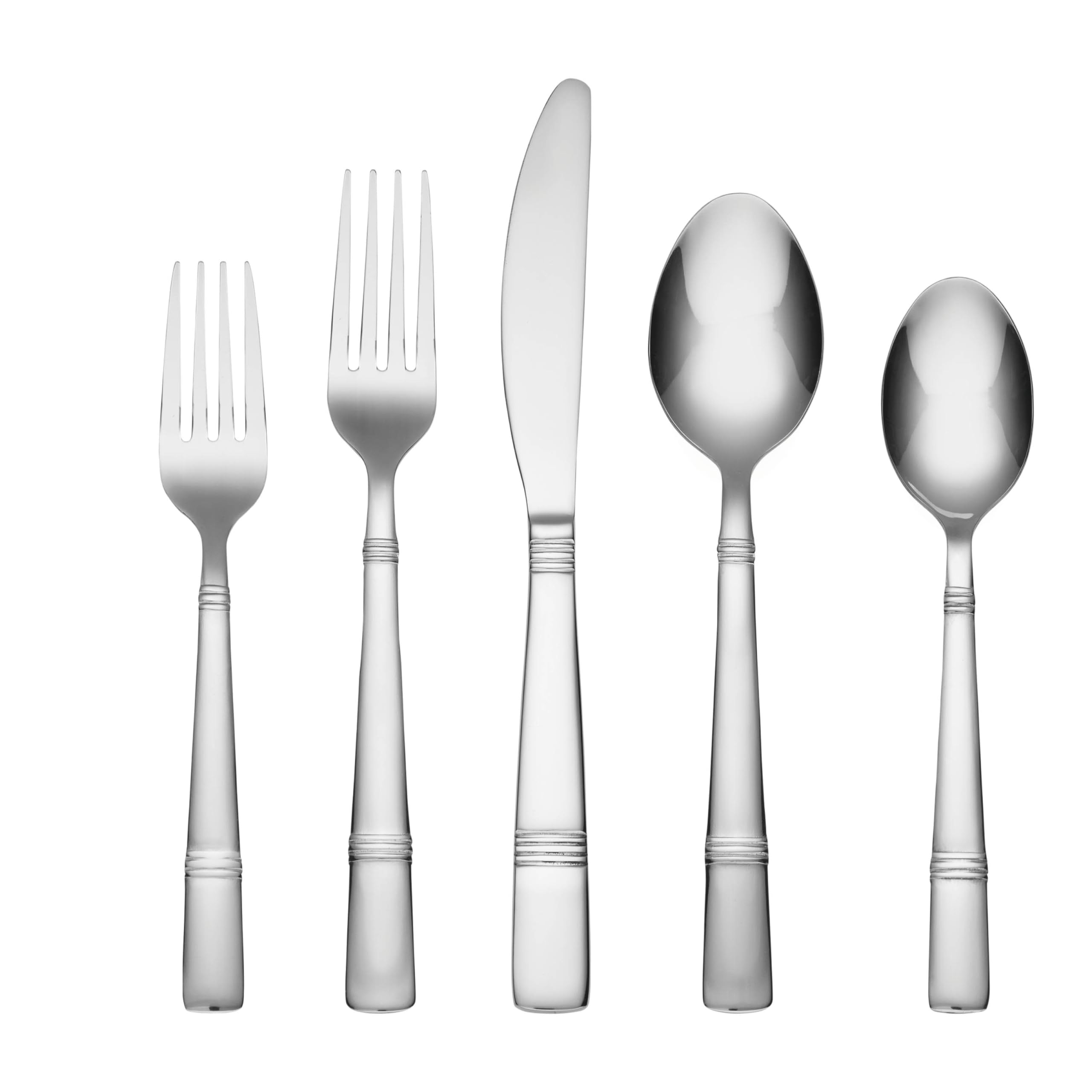 Cambridge 3194K7CSLG31 Braylen Mirror 62-Piece Flatware Set With Oak Buffet