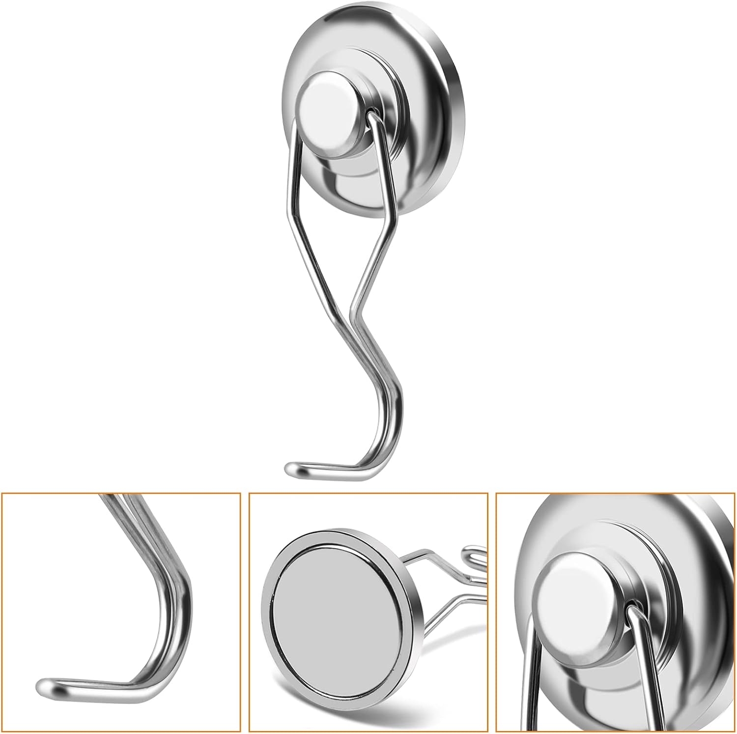 Powerful Magnetic Hooks by Swivel Swing - Heavy Duty Neodymium for Refrigerators | Pack of 7, 68mm Length