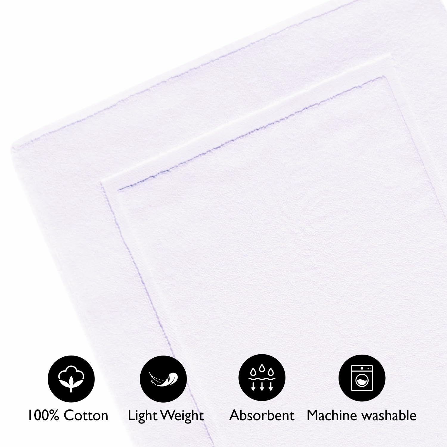 voyzz home Premium Bath Mat Floor Towel Set, Pack of 2 Super Soft & Absorbent Luxury Cotton Towels Hotel, Spa, Shower & Bathroom Tub Floor Mats Machine Washable (20"x30" Inch) White
