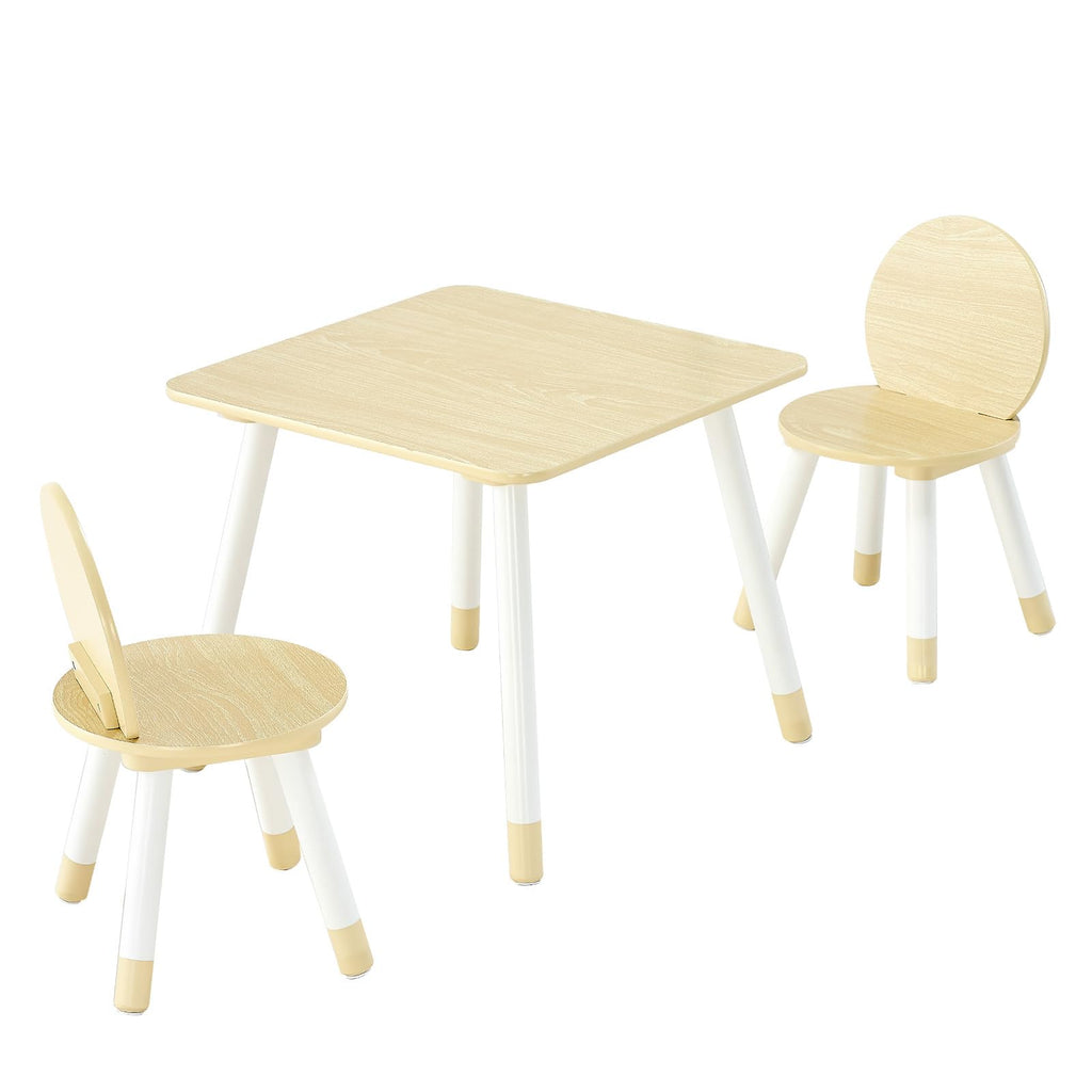 VEVOR Kids Table and 2 Chairs Set, Toddler Table and Chair Set with Rounded Edge Design & Graffiti Desktop, Wooden Desk for Art, Craft, Reading, Learning, Drawing, Classroom/Daycare/Home, Burlywood