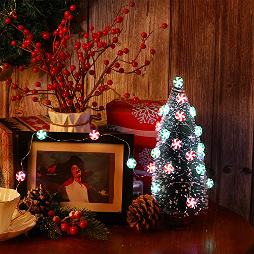 Candy String Lights Decor 10ft with 30 LEDs - Red & Green, 8 Modes, Battery Operated