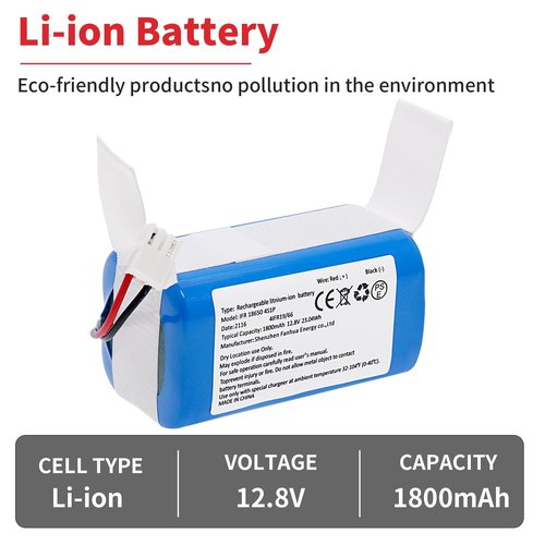Fanhua Replacement Battery for Lefant M210 M210B M210P M213 M213S Robot Vacuum Cleaner 1800mAh 12.8V