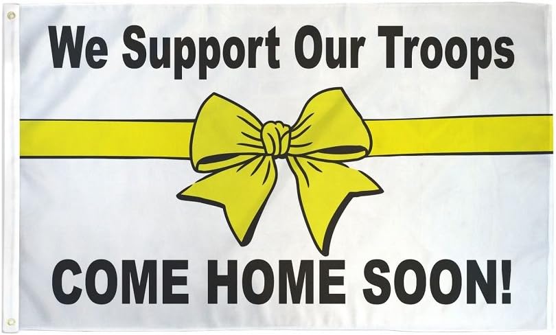 Support Our Troops Flag - Yellow Ribbon Military Banner 3x5 ft | Honor and Celebrate