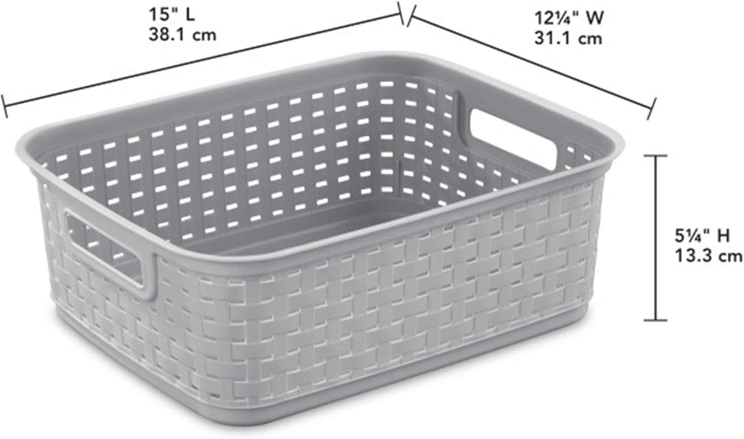 Sterilite Storage Baskets - Stylish Plastic Weave Design for Organizing Crafts & Jewelry | Gray, 6-Pack