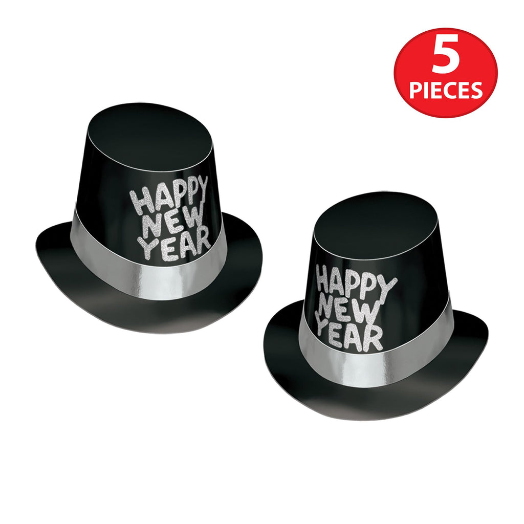 Beistle Tuxedo-Nite New Years Eve Party Assortment for 10 People- NYE Glittered Top Hats, Feathered Tiaras, Tassel Horns, Made in USA Since 1900