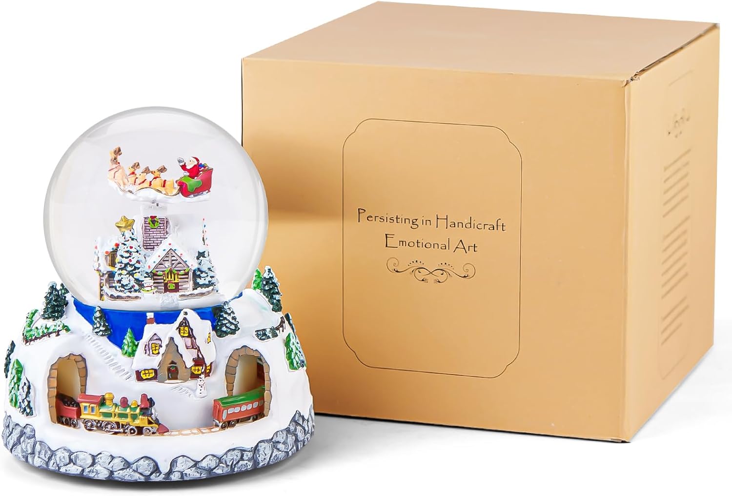 Regine Switzerland Musical Snow Globe | Rotating Santa Claus with Automatic Snowfall | 48 Classic Christmas Carols