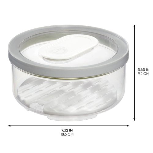 iDesign Small and Large Round Fridge Produce Bins with Removable Drainage Trays - Set of 2 - Gray