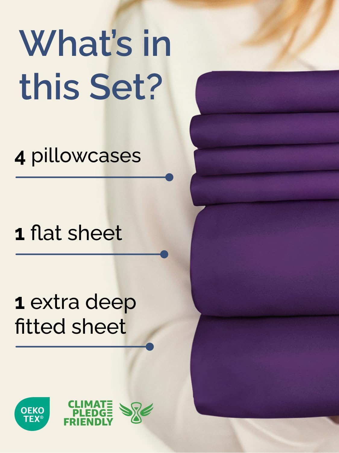 Skiennix Extra Deep King Sheet Set - 6 Piece Cooling Bedding - Soft, Wrinkle-Free, Purple