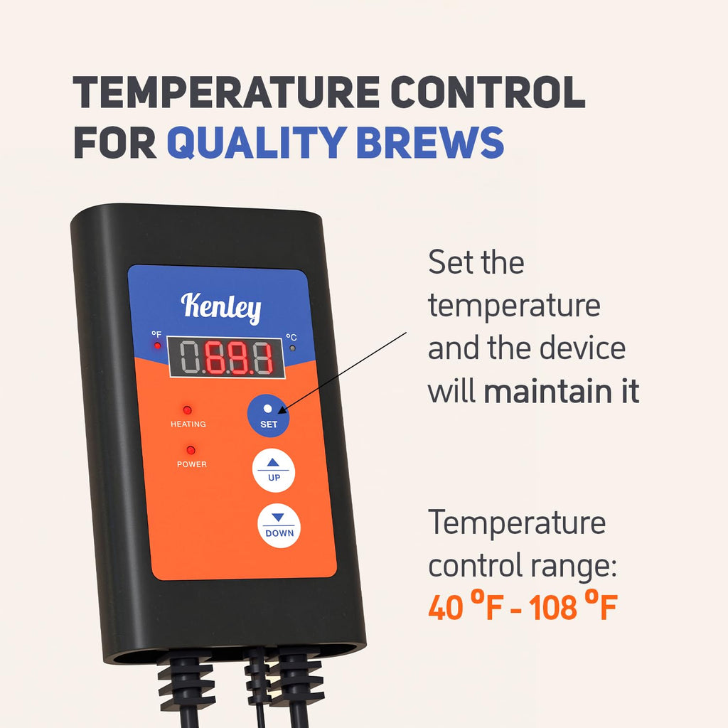 Fermentation Heater Carboy Warmer - Kombucha Heating Wrap with Thermostat for Temperature Control - Electric Heat Pad Belt for Home Fermenting & Brewing - Fits Most Fermenter Vessels 2 to 8 Gallons