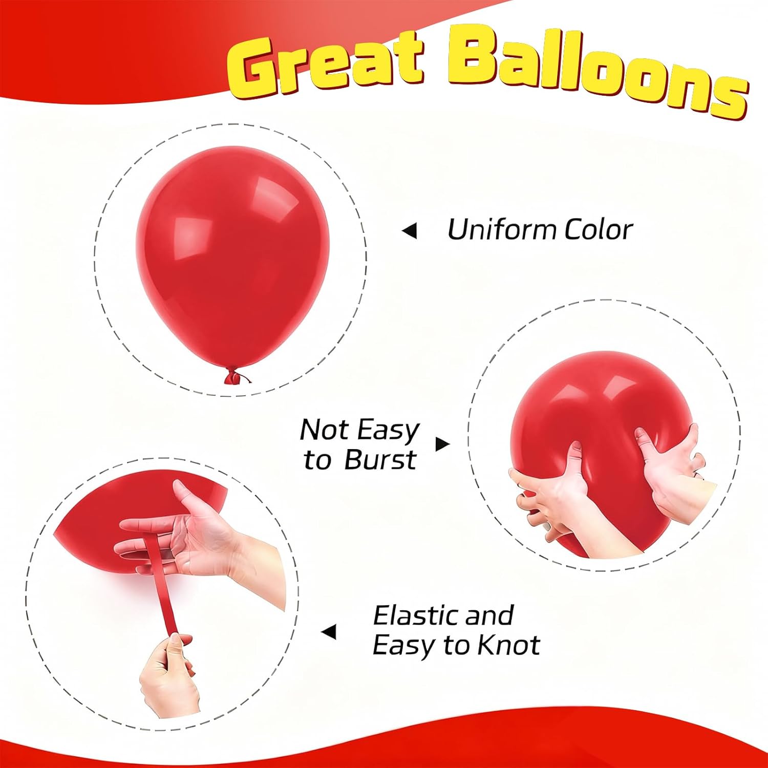 Red and Black Balloons - 60PCS 12-Inch Metallic Confetti Balloons for Birthday & Wedding Decor