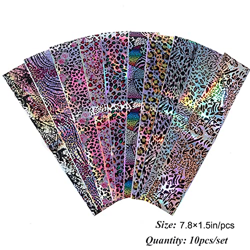 Leopard Nail Foil Transfer Stickers - 10 Sheets Laser Print Decals