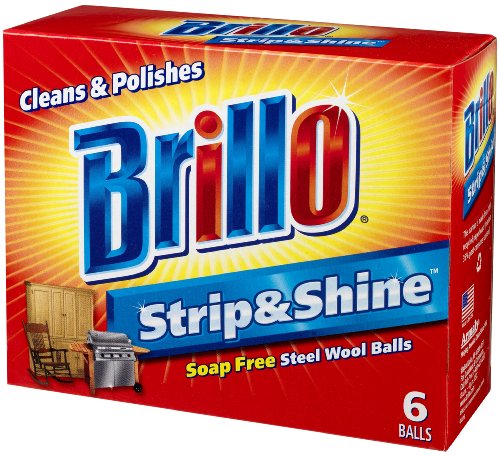 Brillo Strip & Shine Steel Wool Balls, Heavy-Duty Scouring Pads - 6 Count